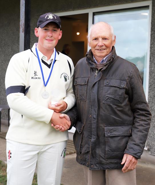 Man of the match Jack John with sponsor John Hayman